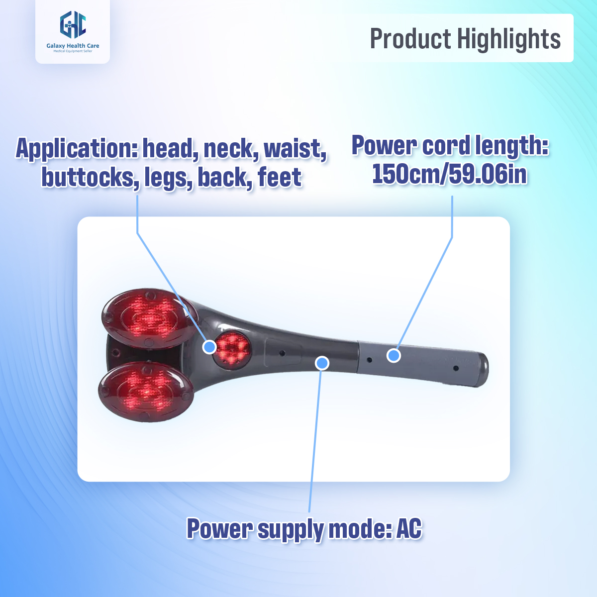 Picture of Electric Neck Hammer Dual-Head Vertebra Roller Back Hot Compress Massage Stick Portable Shoulder Cervical Spine Massage