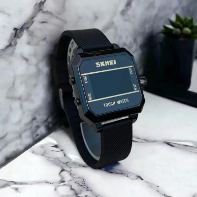 Picture of Skmei Digital And Green Light Silicone Belt touch screen square body standard Watch For Men's