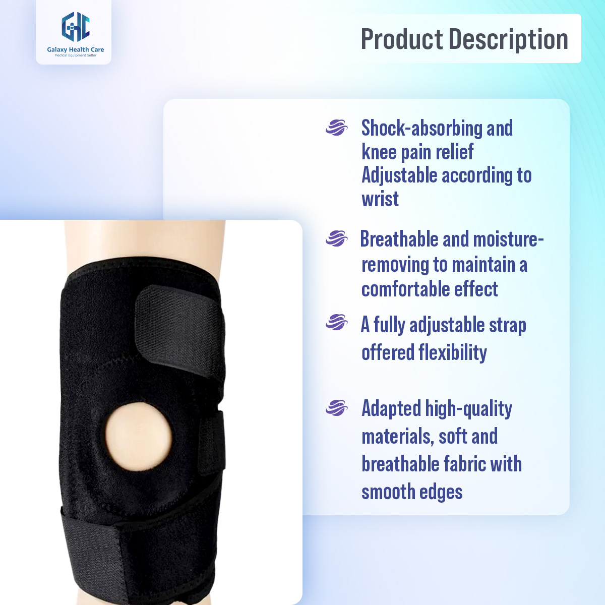 Picture of Knee Support Patela Belt Elastic Bandage Tape Sport Strap Straps Knew Pad Protector Band For Knee Brace - Black