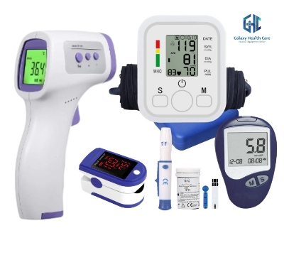 Picture of Oximetar and Thermometer and Blood Glucose Meters and Blood Pressure Monitor 4 in1 Health care Kits Home Office - COMBO PACK