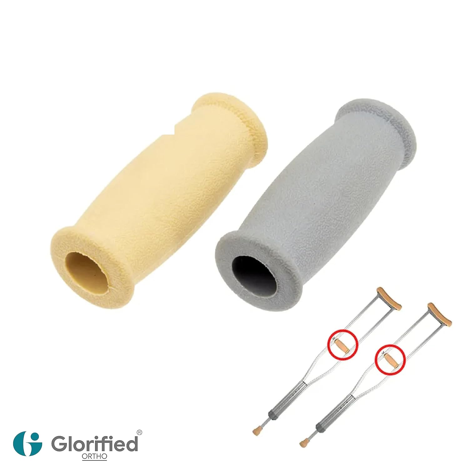 Picture of Crutch Accessory Kit 2pcs Crutch Soft Pad 2pcs Handle Grip 2pcs Grip Core Under arm Crutch Replacement Part Pad YELLOW - Yellow