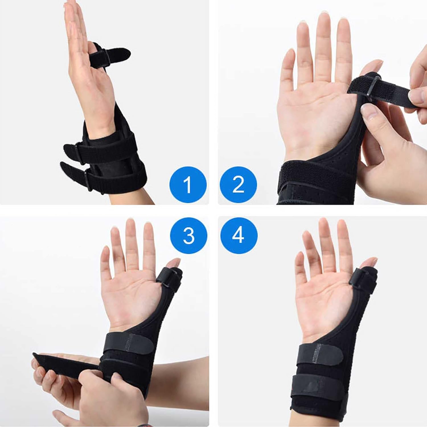 Picture of Thumb Splint & Wrist Brace – Both Wrist Splint and Thumb Splint to Support Sprains, Tendinosis, Tenosynovitis, Fractures or Trigger Thumb, Hand Brace for Carpal Tunnel - Black