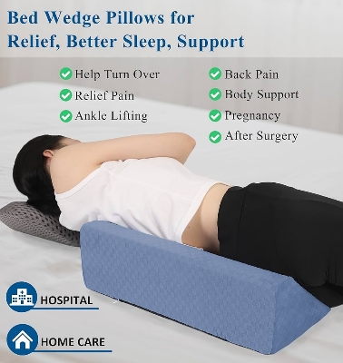 Picture of Bed Wedge Pillow Foam Body Positioner Elevate Support Back Neck Pain Leg Rest 20*20*40 - Multicolor