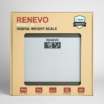 Picture of Personal Digital Bathroom Weight Measuring Scale Glass Weighing Machine for Body Weight Measurement (5mm White Round Weight Measuring Machine) (180 kg, White) - weight Scale - Light Ash