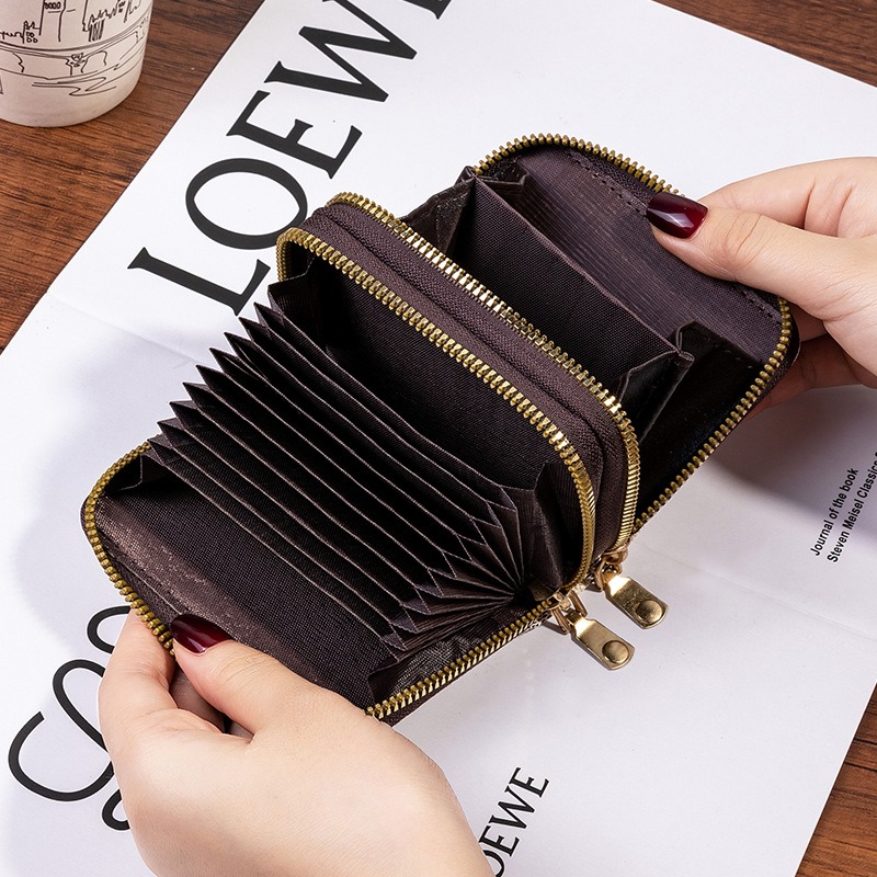 Picture of double zipper Credit Card Case Holder Wallet with ID Window Zipper Small