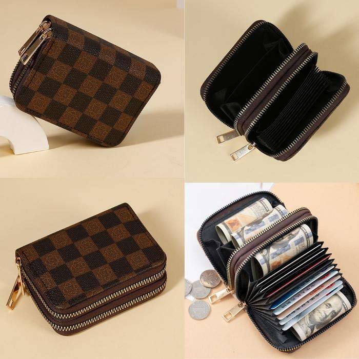 Picture of double zipper Credit Card Case Holder Wallet with ID Window Zipper Small