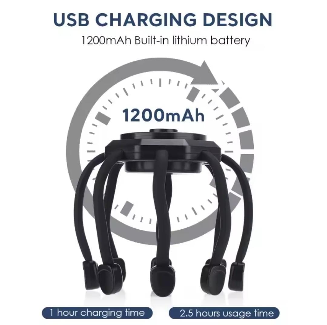 Picture of Electric Head Massager Octopus Scalp Massagers,360 Degree Automatic Rechargeable Handfree Relax Massage with 3 Vibration Mode for Stress Pain Relax Headache Pain Relief Machine - Multicolor