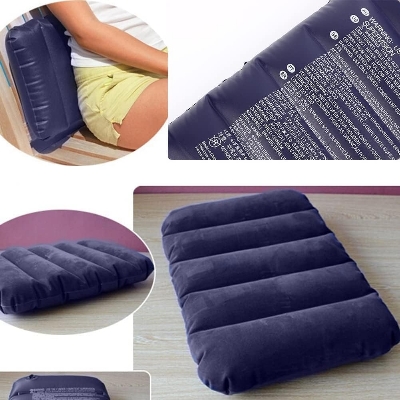 Picture of Velvet Air Pillow Cushion Sleeping Bag Backpacking Pillow Soft Comfortable Air Inflatable Travel Pillow Tourist Pillow (Blue) - Blue