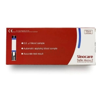 Picture of Safe-Accu 2 Sugar Check Blood Glucose Test Strips – 50 pcs - Multicolor
