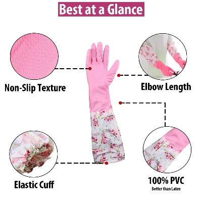 Picture of Reusable Waterproof Household Latex Hand Gloves for Kitchen Dish Washing Laundry Cleaning Gardening and Sanitation - Multicolor