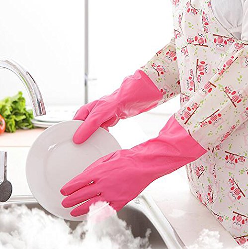 Picture of Reusable Waterproof Household Latex Hand Gloves for Kitchen Dish Washing Laundry Cleaning Gardening and Sanitation - Multicolor
