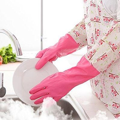 Picture of Reusable Waterproof Household Latex Hand Gloves for Kitchen Dish Washing Laundry Cleaning Gardening and Sanitation - Multicolor