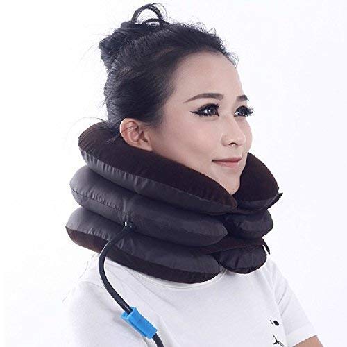 Picture of Neckline Pillow Pneumatic Air Bag 3 Tier Inflatable for Cervical Spine Neck Rest Support Massagers Pillow Neck Pillow for Back Pain, Sleeping Travel, Car seat - Multicolor