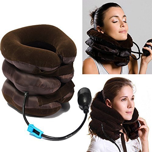 Picture of Neckline Pillow Pneumatic Air Bag 3 Tier Inflatable for Cervical Spine Neck Rest Support Massagers Pillow Neck Pillow for Back Pain, Sleeping Travel, Car seat - Multicolor