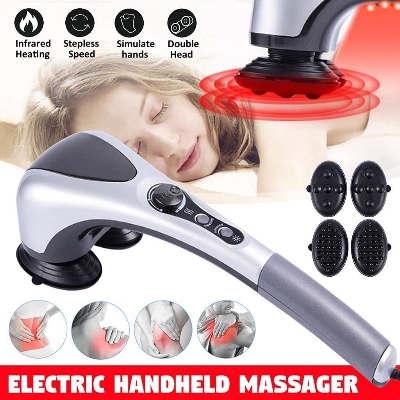 Picture of Powerful Electric Double Head Hammerpro Body Massager for Pain Relief/Acupressure Dual Hand Dolphin Double Point Body Massager - Multicolor