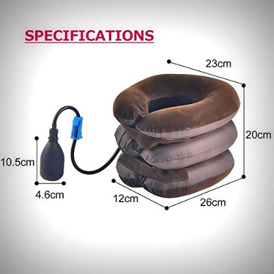 Picture of Cervical Neck Traction Device Neck Massager For Pain And Stress Relief Cervical Collar For Neck Pain Inflatable Neck Support Cervical Airbag 3 Layer Massager For Neck Cervical Spine Massager 3 Layer Portable Neck Pillow - Multicolor