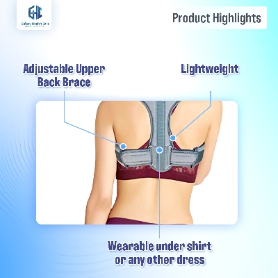 Picture of Posture Corrector For Men And Women - Adjustable Upper Back Brace For Clavicle To Support Neck, Back and Shoulder - Grey