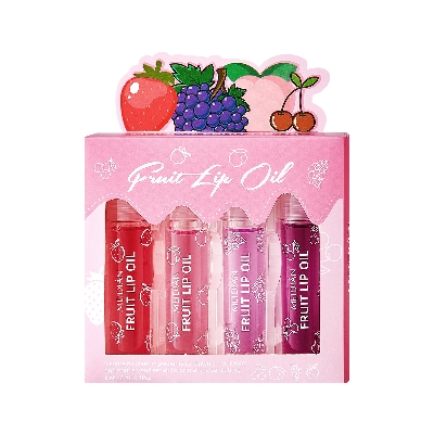 Picture of Dragon Ranee 4 Pcs Fruit Lip Oil Set Lip Gloss Crystal Jelly Liquid Lipstick Set