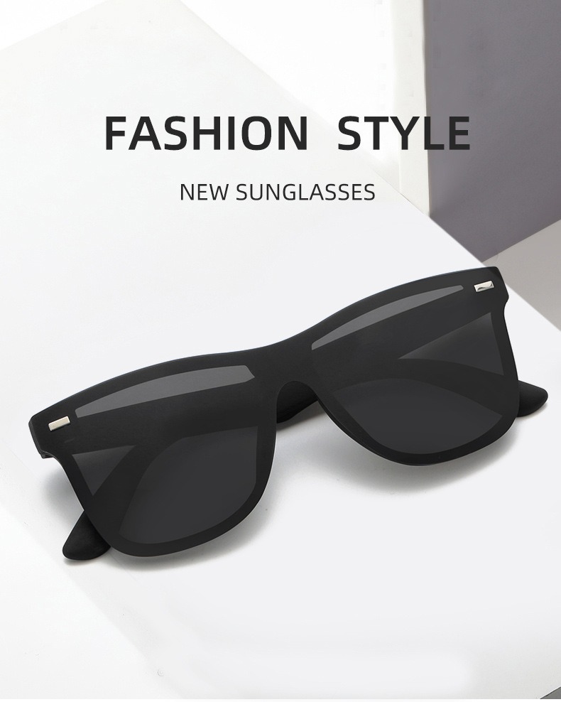 Picture of New Fashion Sunglasses One piece Trend Personality Eyeglass Brand Design Protection Reflective Frameless Sunglassess For Men Black