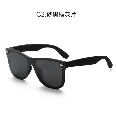 Picture of New Fashion Sunglasses One piece Trend Personality Eyeglass Brand Design Protection Reflective Frameless Sunglassess For Men Black