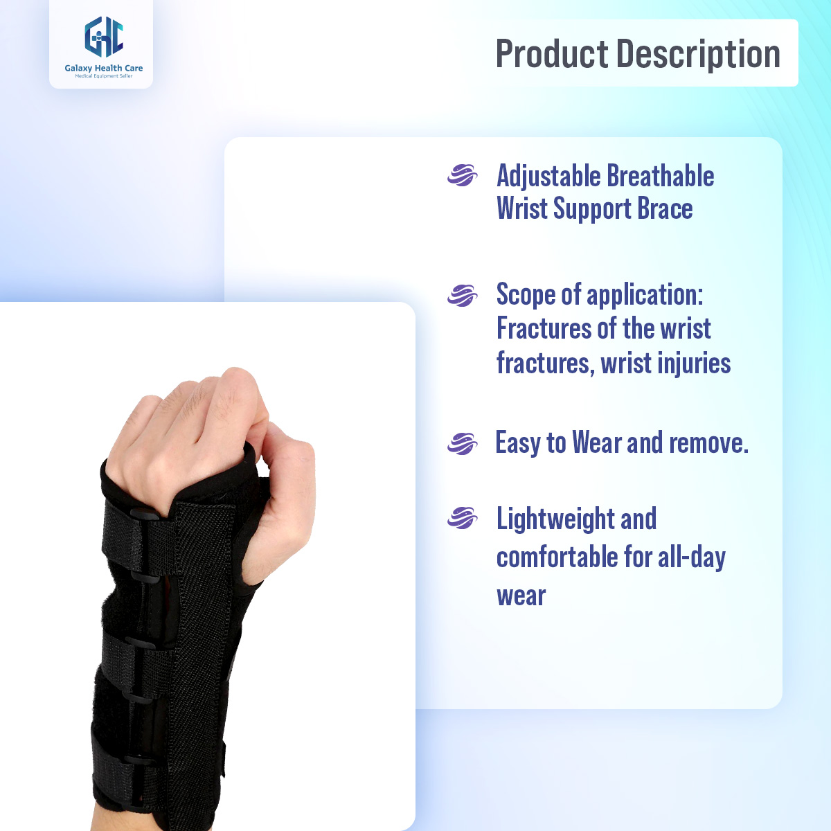 Picture of 1 Peace Professional Wrap Support Splint Band Balt Belt Carpal Tunnel'S Wrist Brace Sprion Prevention Wrap Protector - Black