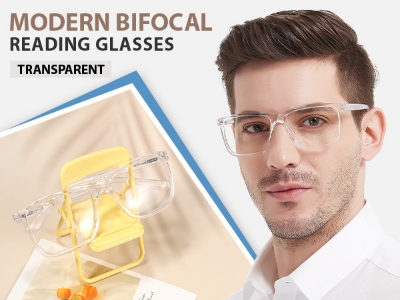 Picture of Men Fashion Oversized Square Reading Glasses Large Frame Presbyopia Eyeglasses For Men White