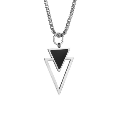 Picture of Men's Stainless Steel Double Triangle Pendant Necklace