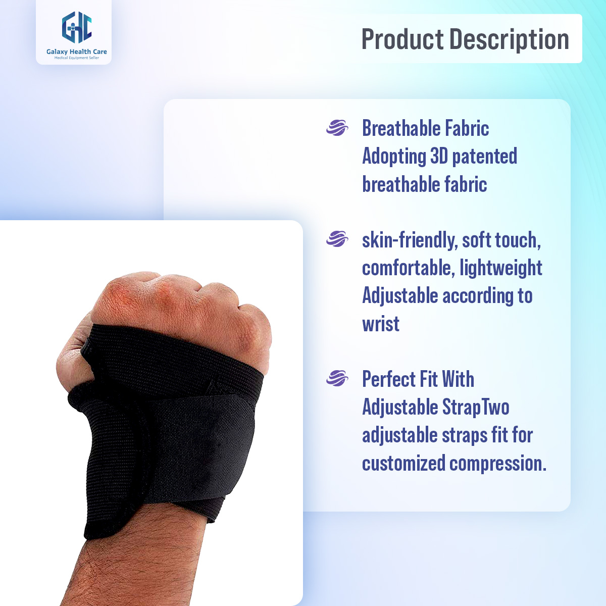 Picture of Taiba Thumb & Wrist Support Wrap Brace Binder Stabilizer for Men & Women Gym Workout Sports Hand Injuries Warmer Band, Pain Relief, Arthritis, Tendonitis, Supporter - Dark Ash