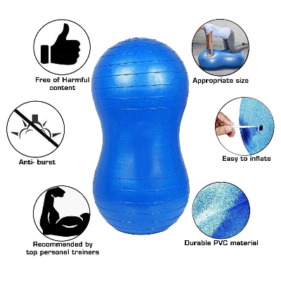 Picture of Peanut Ball Size 45x90 cm Shaped Swiss Stability Yoga Exercise Balance Ball for Kids Labor Birthing Physio Therapy Fitness Gym Workout Exercise Ball - Multicolor