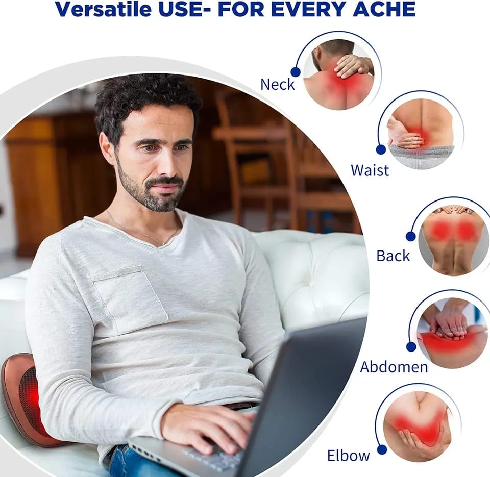 Picture of Massage Pillow Shiatsu Neck & Back Massager With Heat Neck And Shoulder Massager With 3D Deep Tissue Kneading Massager - Multicolor