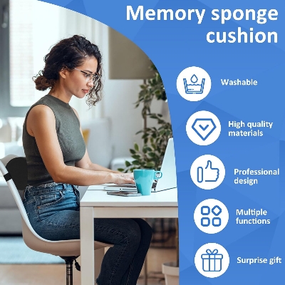 Picture of Lumbar Roll Pillow for Lower Back, Lumbar Support Pillow Memory Foam Roll Pillow with Removable Washable Cover Ergonomic Neckroll Pillow with Elastic Strap Length Back Support Roll for Chair - Multicolor