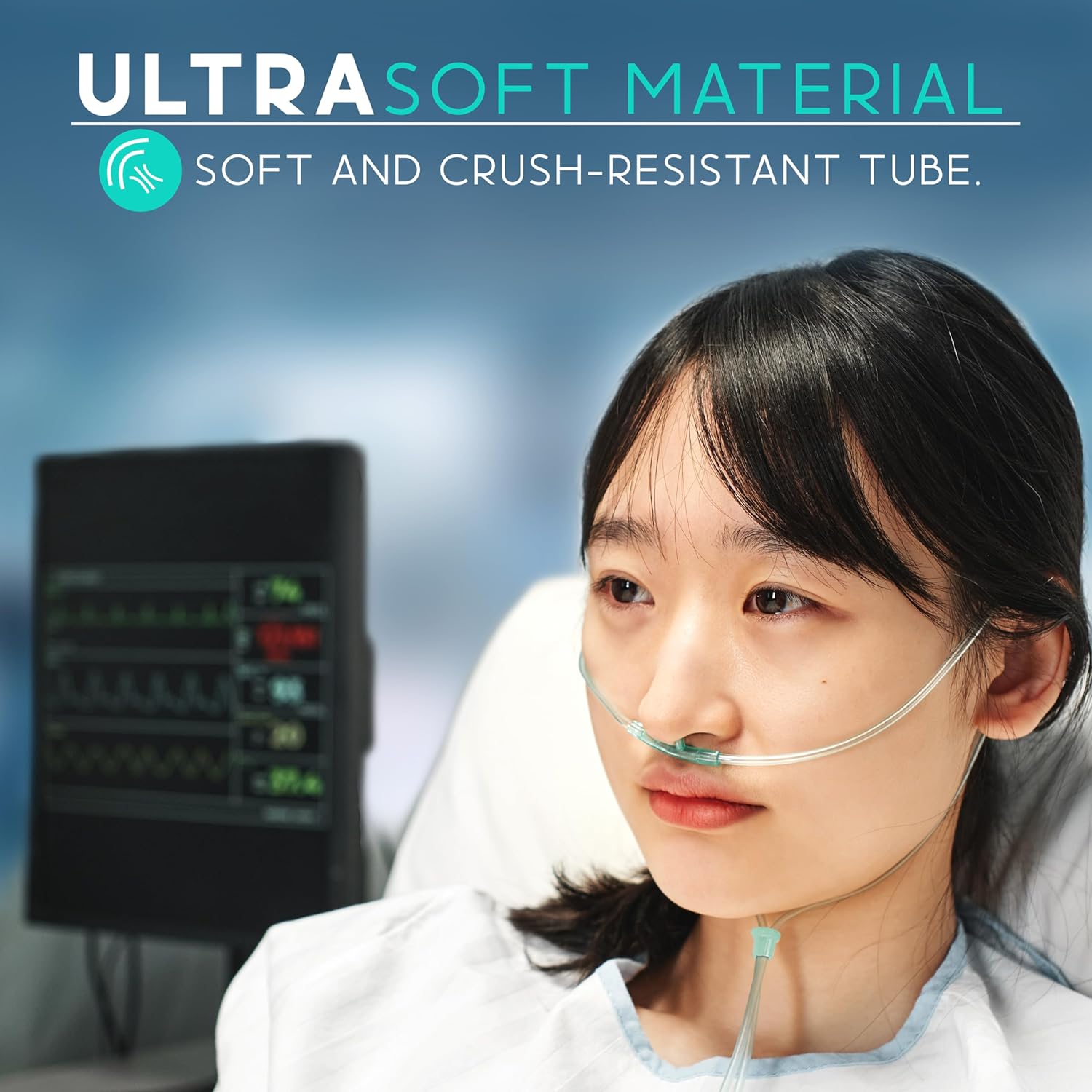 Picture of Nasal Cannula For Oxygen with Soft Touch, Universal Connector for Adults - Green