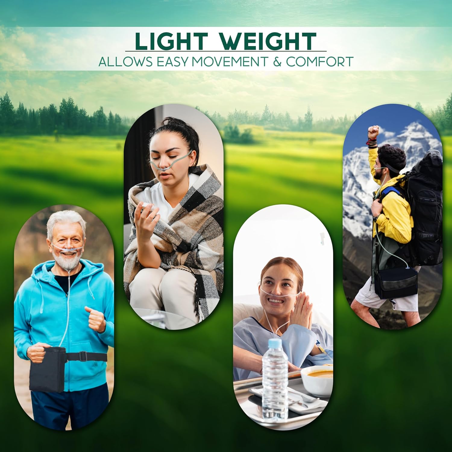 Picture of Nasal Cannula For Oxygen with Soft Touch, Universal Connector for Adults - Green