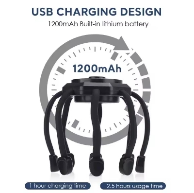 Picture of Electric Head Massager for Stress Relief, Scalp Massage, Physiotherapy Claw, Decompression Head Scratcher, Improve Sleep - Black