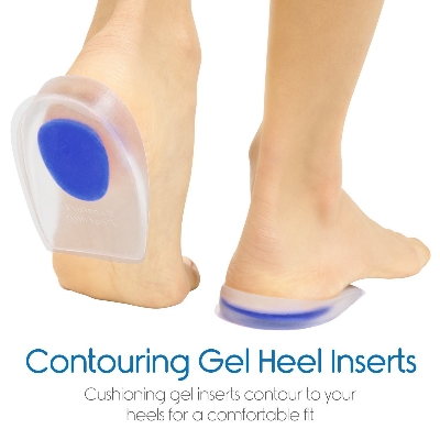 Picture of Gel Heel Cushions for Heel Pain Relief (1 Pairs) Plantar Fasciitis Heel Cups | Silicone Cup Pads for Heel Spurs | Heel Pain Relief Insoles for Sore or Bruised Feet | Blue Heel Pads for Women - Multicolor