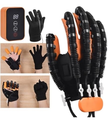 Picture of Rehabilitation Robot Glove for Stroke Patient, Hand Stroke Recovery Equipment with Portable Belt, USB Chargeable Fingers Strength Training Device for Hemiplegia, Adjustable Speed and Strength
