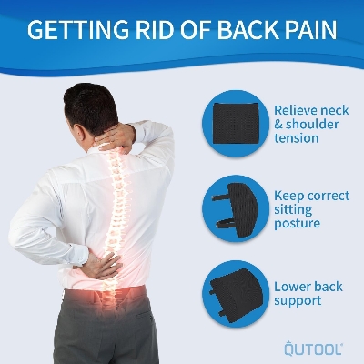 Picture of Lumbar Support Pillow for Office Chair, Memory Foam Office Chair Back Support,Lower Back Pillow for Car Seat, Back Pain Relief, Back Pillow for Chair with Adjustable Strap - Multicolor