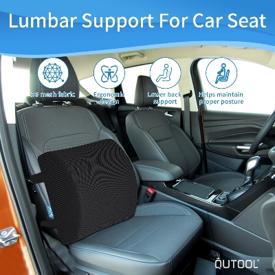 Picture of Lumbar Support Pillow for Office Chair, Memory Foam Office Chair Back Support,Lower Back Pillow for Car Seat, Back Pain Relief, Back Pillow for Chair with Adjustable Strap - Multicolor