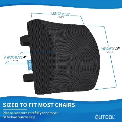 Picture of Lumbar Support Pillow for Office Chair, Memory Foam Office Chair Back Support,Lower Back Pillow for Car Seat, Back Pain Relief, Back Pillow for Chair with Adjustable Strap - Multicolor