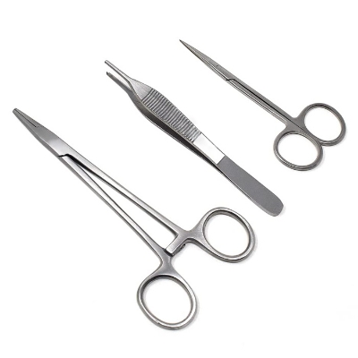 Picture of Surgical Instrument Suturing Set Of 3 Pieces(needle holder,dissecting forceps and iris Scissor) - Silver