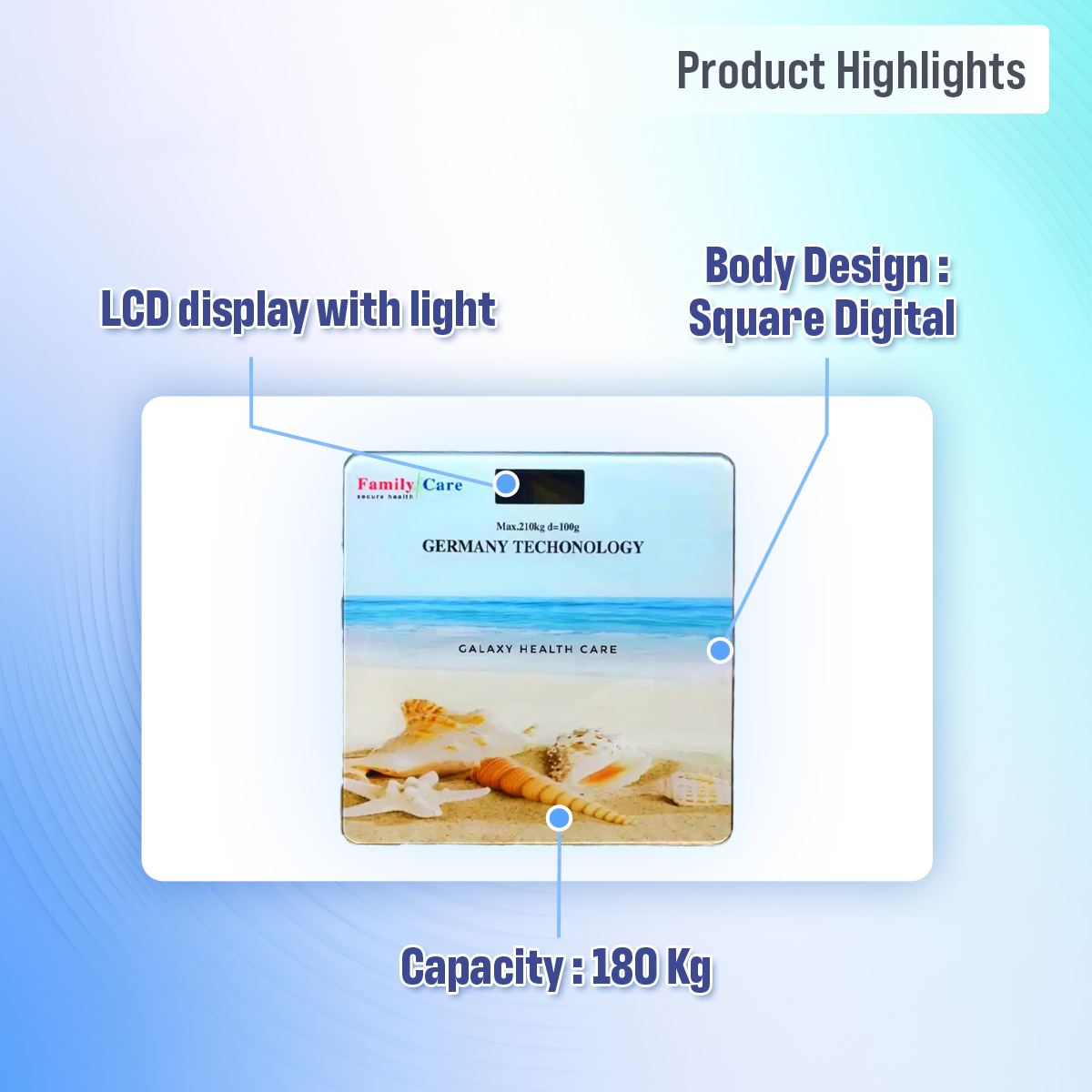 Picture of মানুষের শরীরের ওজনের জন্য ঘরের তাপমাত্রা প্রদর্শন সহ ডিজিটাল ওয়েটিং মেশিন (বিভিন্ন রঙের) - weight machine - Multi-color