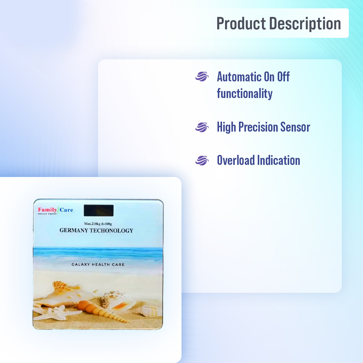 Picture of মানুষের শরীরের ওজনের জন্য ঘরের তাপমাত্রা প্রদর্শন সহ ডিজিটাল ওয়েটিং মেশিন (বিভিন্ন রঙের) - weight machine - Multi-color