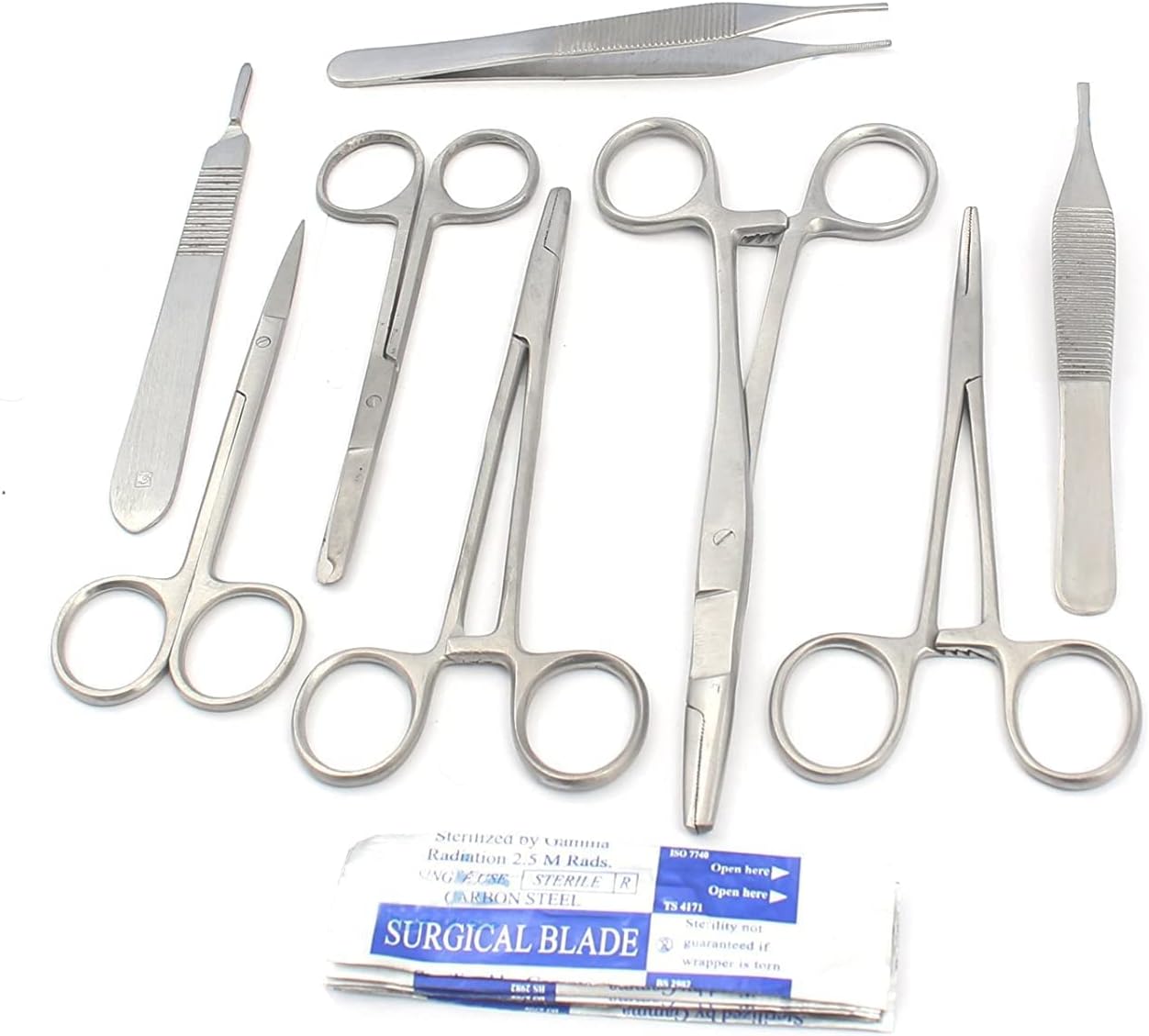 Picture of Set Of 9 Pcs Student Basic Comprehensive Instruments!scissors ! Needle Holder ! Forceps ! Scalpel Handle +10 Blade