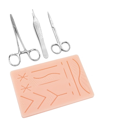 Picture of Suture Practice Kit for Medical and Vet Students, Startup Suture Kit Including Silicone Pad with Durable Mesh, Suturing Tools, for Suture Curriculum Practice (Education Use Only) - Multicolor