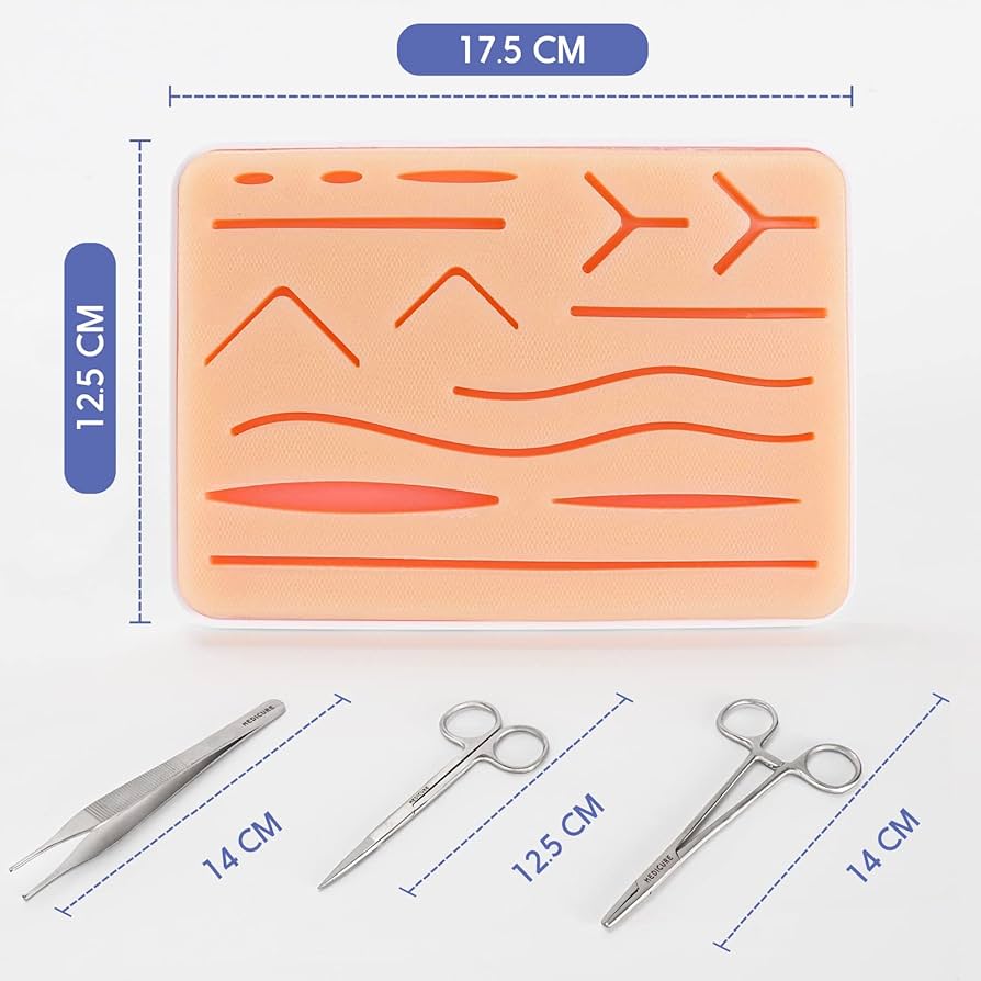 Picture of Suture Practice Kit for Medical and Vet Students, Startup Suture Kit Including Silicone Pad with Durable Mesh, Suturing Tools, for Suture Curriculum Practice (Education Use Only) - Multicolor