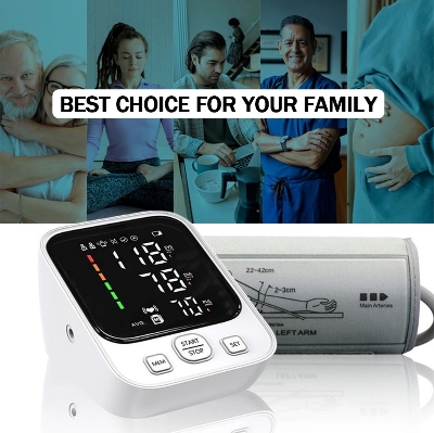 Picture of LED Big Display Blood Pressure Monitor USB Portable Automatic Digital sphygmomanometer heart rate Monitoring BP Monitor - White