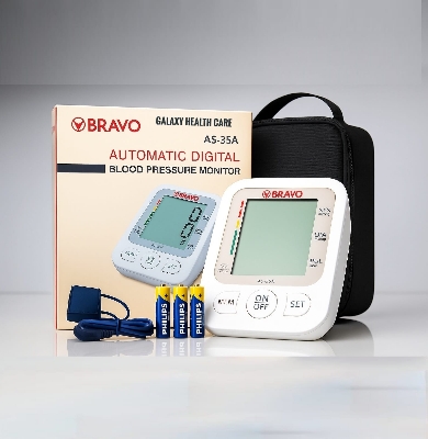 Picture of BRAVO Fully Automatic Upper arm Digital Blood Pressure Monitor Apparatus and Testing Machine, Separate Cuff, LCD Display with USB Port with 5 year Warranty - Multicolor