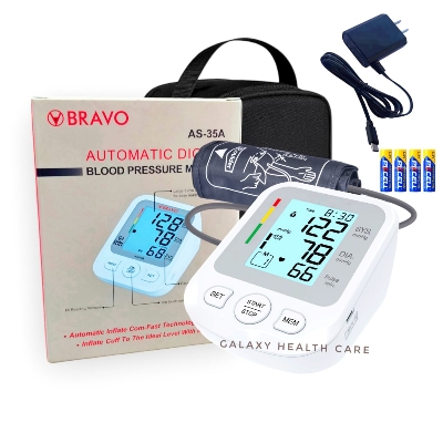 Picture of BRAVO Fully Automatic Upper arm Digital Blood Pressure Monitor Apparatus and Testing Machine, Separate Cuff, LCD Display with USB Port with 5 year Warranty - Multicolor