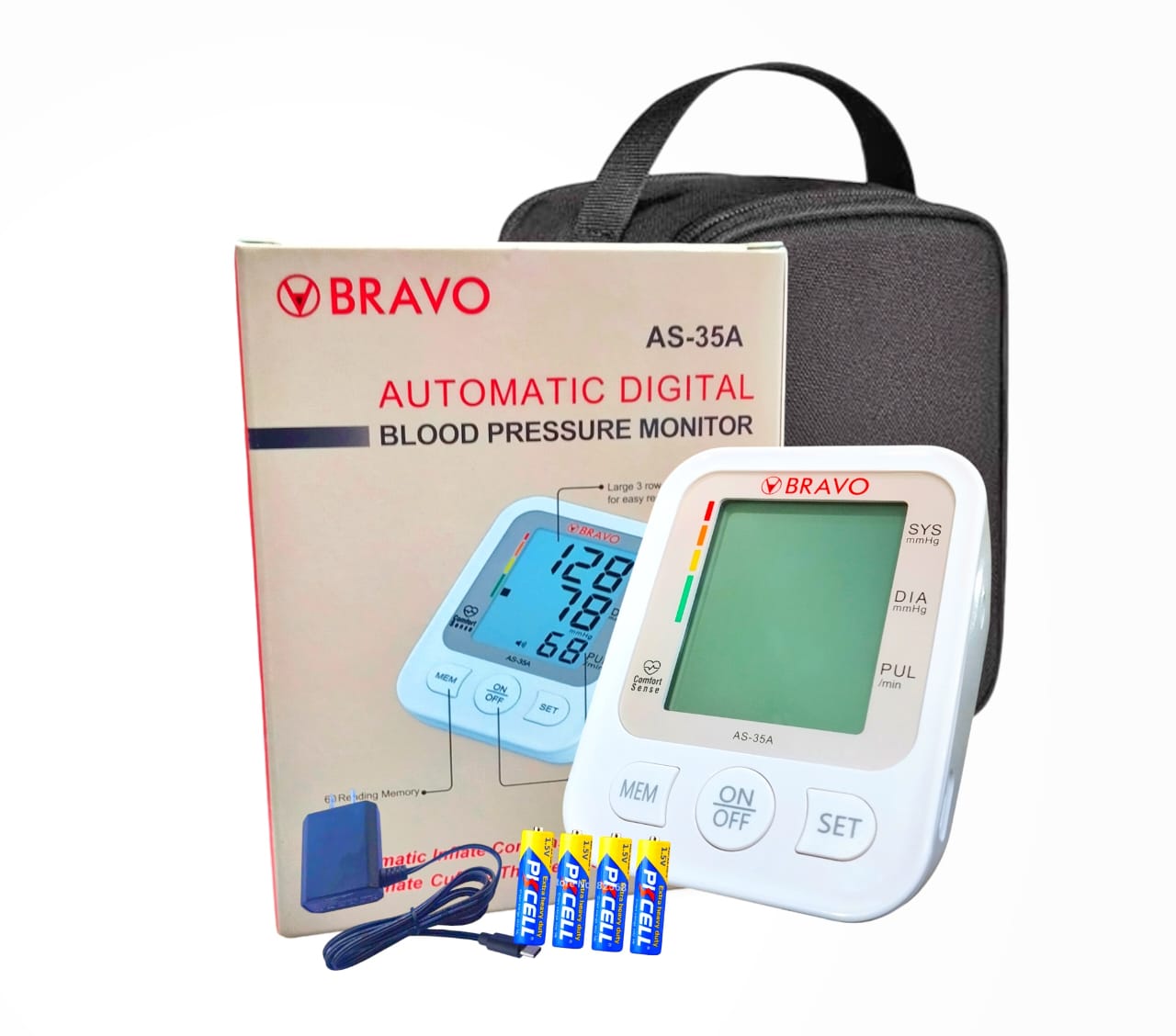 Picture of BRAVO Fully Automatic Upper arm Digital Blood Pressure Monitor Apparatus and Testing Machine, Separate Cuff, LCD Display with USB Port with 5 year Warranty - Multicolor
