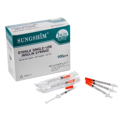 Picture of Insulin Syringe U-100 1ml 31G*5mm 100 Pcs Made in Korea - Multicolor